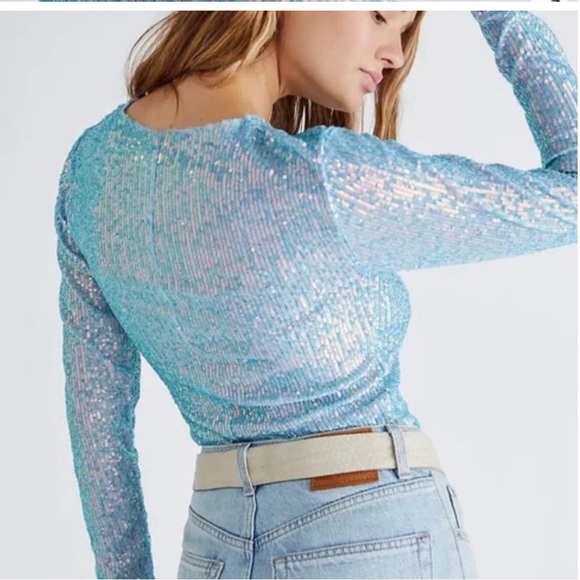 FREE PEOPLE NWOT Gold Rush Long Sleeve top size extra small - Picture 4 of 10